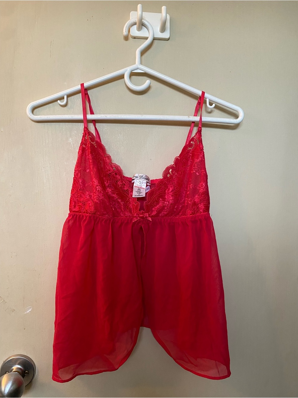 Red Lace & Chiffon Babydoll Cami